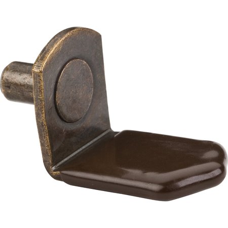 HARDWARE RESOURCES Antique Brass 5 mm Pin Angled Shelf Support with 3/4" Arm and Brown Sleeve 1708AB